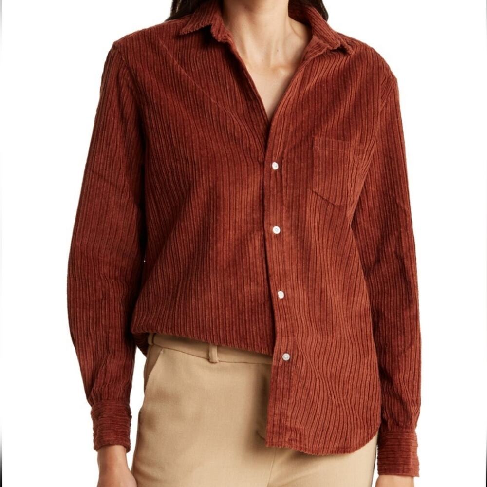 Frank & Eileen Toffee Relaxed Fit Corduroy Button Up Shirt XS